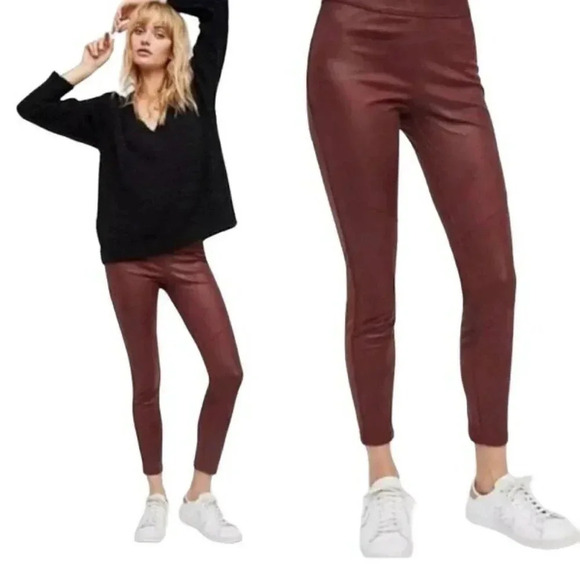 Free People Midnight Vegan Suede Wine Leggings - Picture 1 of 8